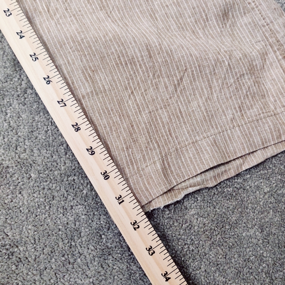 Esprit Women's Pinstriped Linen Wide Leg Pants Size 10 Tan Cream Business Casual - Picture 8 of 13
